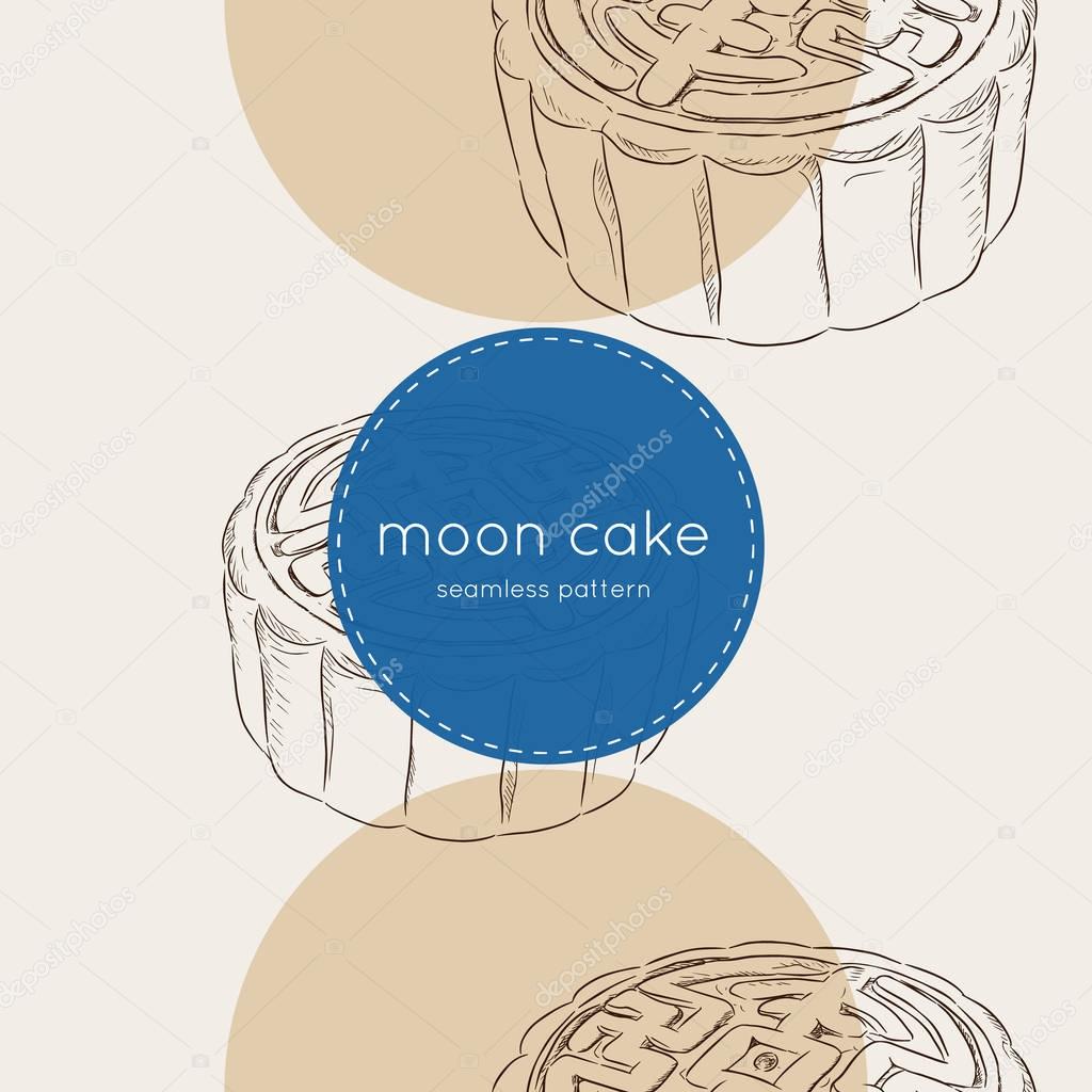 Chinese Cuisine, Moon Cake seamless pattern vector.