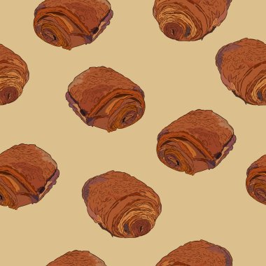 Çikolatalı kruvasan (ağrı au chocolat), el çizmek taslak seamle