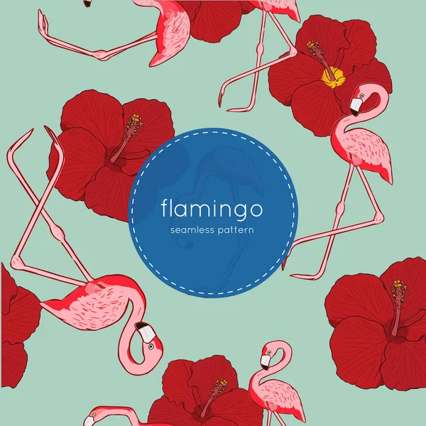 Padrão sem costura vetorial com flamingo —  Vetores de Stock