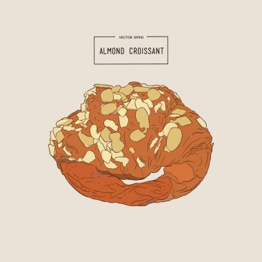 Bademli kruvasan el çizmek vektör