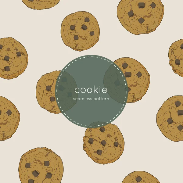 Chocolate Chip Cookie., nahtloser Mustervektor. — Stockvektor