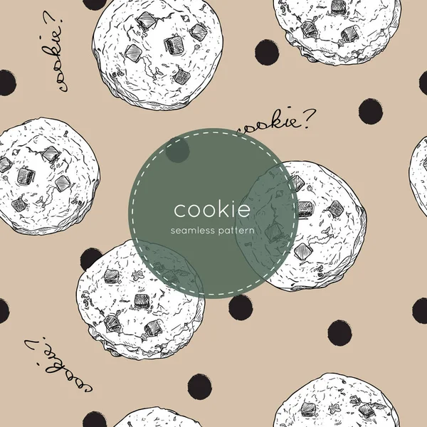 Chocolate chip cookie., sömlösa mönster vektor. — Stock vektor