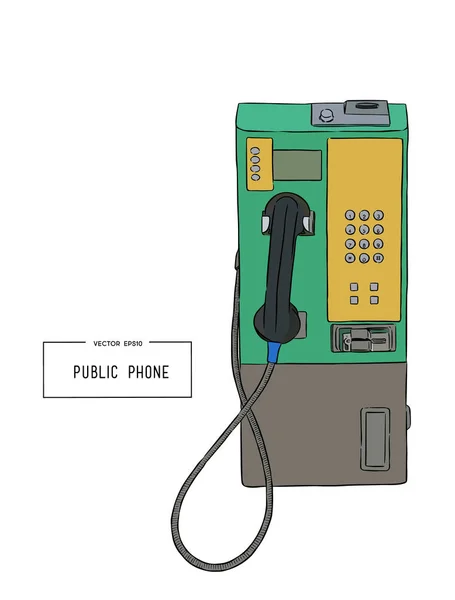 Public phone hand draw sketch vector. — Stock Vector