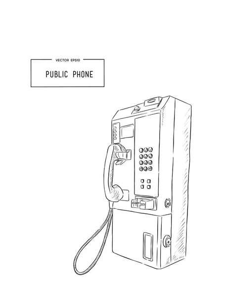 公共电话手画素描矢量. — 图库矢量图片