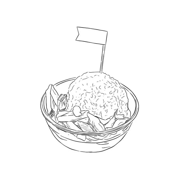 Shave Ice dessert, sketch vector. — Stock Vector