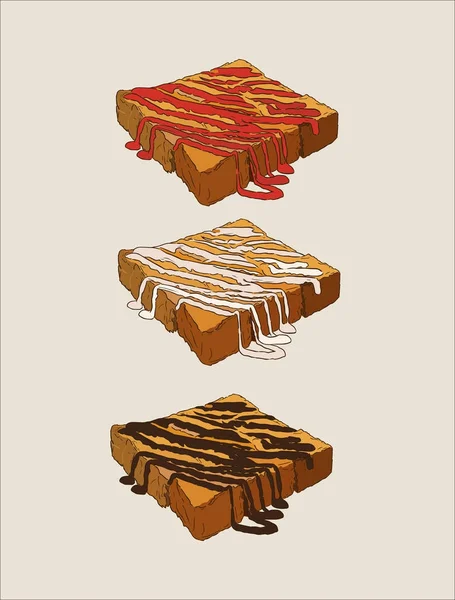 烤的面包酱，手画素描矢量. — 图库矢量图片