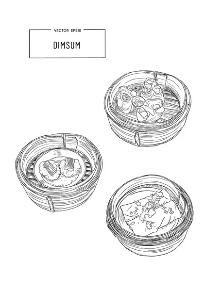 Dim sum vectorillustratie van Chinese keuken. — Stockvector