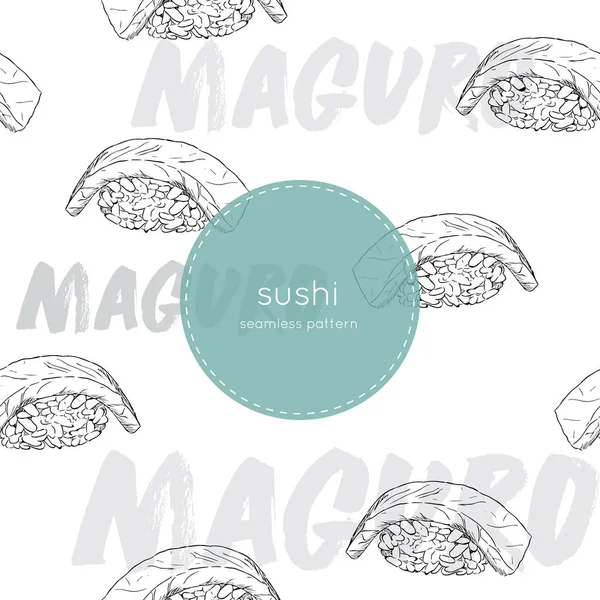Maguro sushi sömlösa mönster vektor. — Stock vektor
