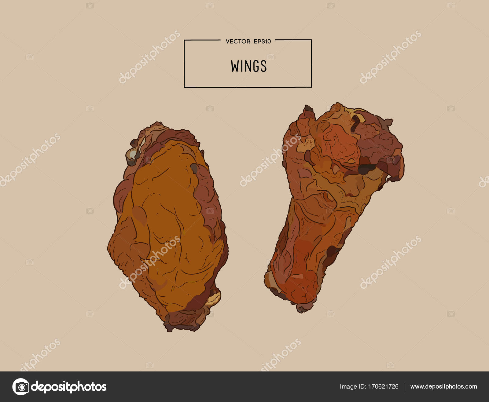 Chicken Mid Joint Wings Vector Drawing Stock Vector (Royalty Free)  1374188918 | Shutterstock