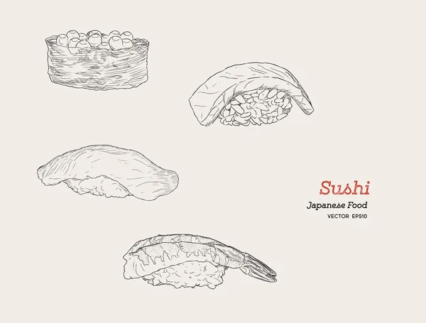 Sushi handgezeichnete Illustration. — Stockvektor