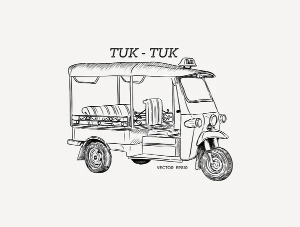 Tuk Tuk di Thailand vektor . - Stok Vektor