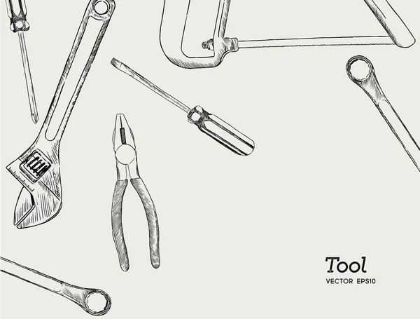 Ensemble d'icônes de croquis pour outils de réparation, menuiserie et menuiserie . — Image vectorielle