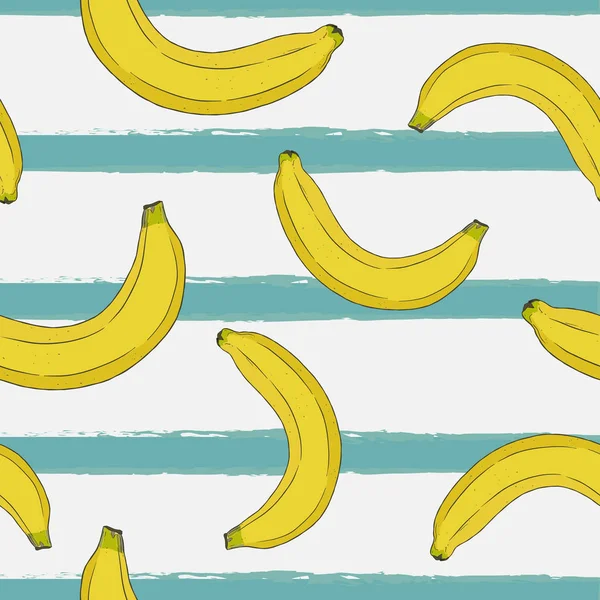 Plátano, dibujo a mano patrón sin costuras . — Vector de stock