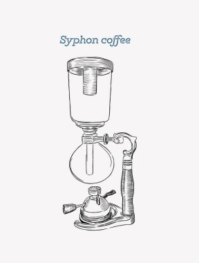 Vector Syphon illustration. Hand sketch for alternative coffee b clipart
