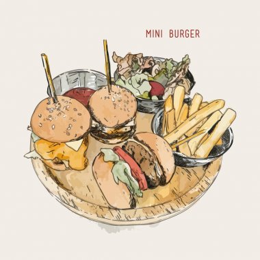Mini hamburger vektör