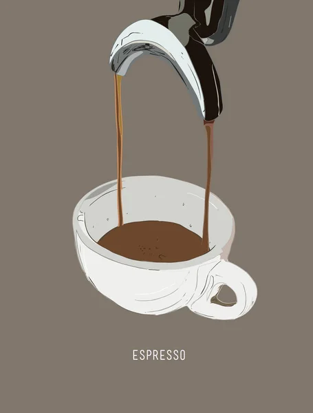 Double shot, kaffe espressomaskin. — Stock vektor