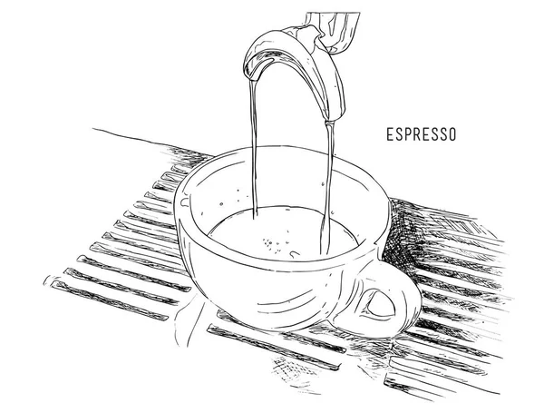 Espresso double shot, machine à café . — Image vectorielle