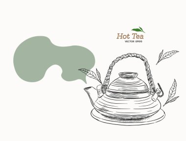 Japon çay çaydanlık kazınmış. 