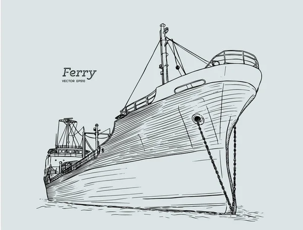 Barco de balsa, desenho à mão vetor de esboço . — Vetor de Stock