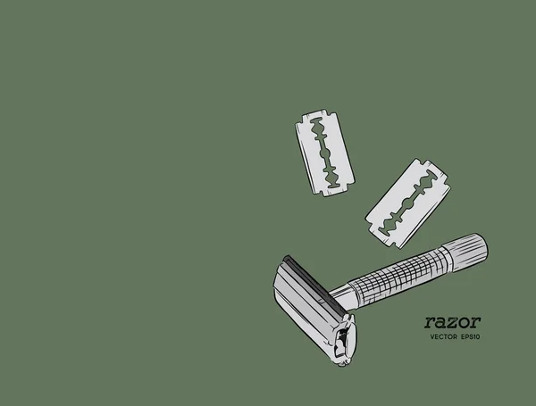 Razor and razor blade illustration vector. — Stock Vector