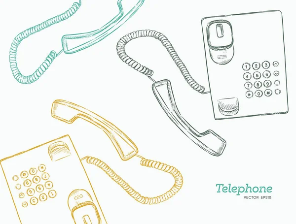 Telephone, hand draw sketch vector. — Stock Vector