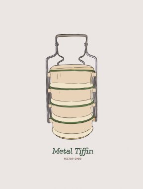 Metal tiffin Tay gıda taşıyıcı.