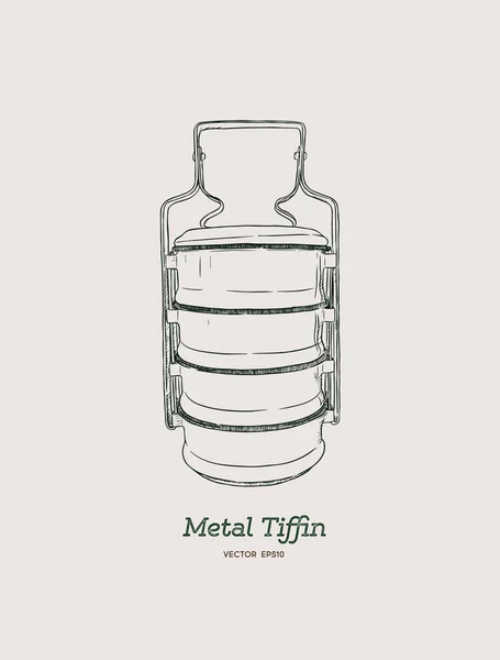 Metal tiffin tailandês portador de alimentos . —  Vetores de Stock