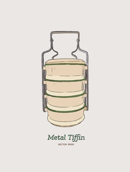 Metal tiffin tailandês portador de alimentos . — Vetor de Stock