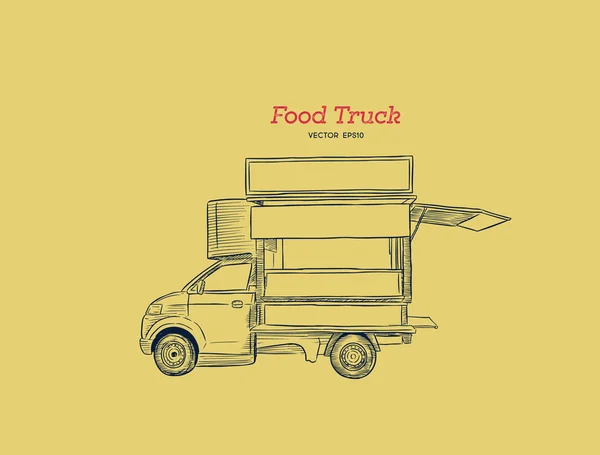 Food Truck Karneval Hand zeichnen Sketch-Stil. — Stockvektor