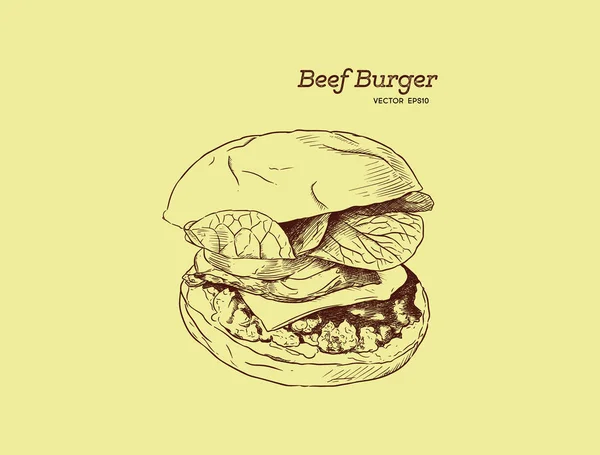Ilustração de um hambúrguer, desenho vetorial —  Vetores de Stock