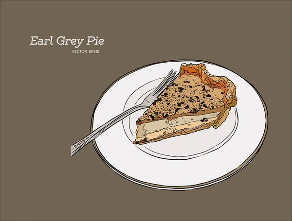 Vektor handgezeichnete grafische Illustration von Pudding Earl Grey Tea — Stockvektor