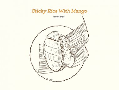 Tay tarzında tropikal tatlı, yapışkan pirinç yemek Mango ile ha