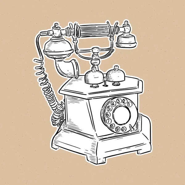 Telefone vintage, desenho à mão esboço vetor . —  Vetores de Stock