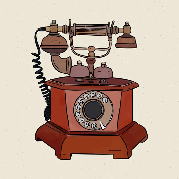Vintage telephone, hand draw sketch vector. — Stock Vector