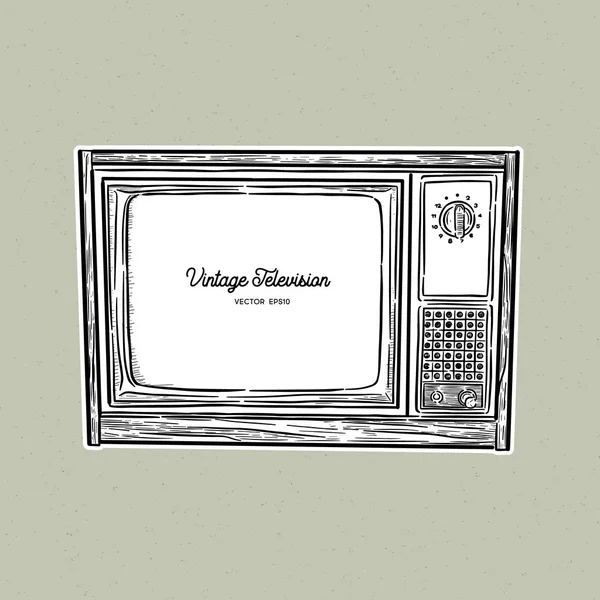 Retro television, TV old style sketch vector. — Stock Vector