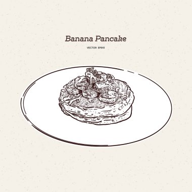 Muzlu, cevizli ve karamel krepler, elle çizim vektörü..