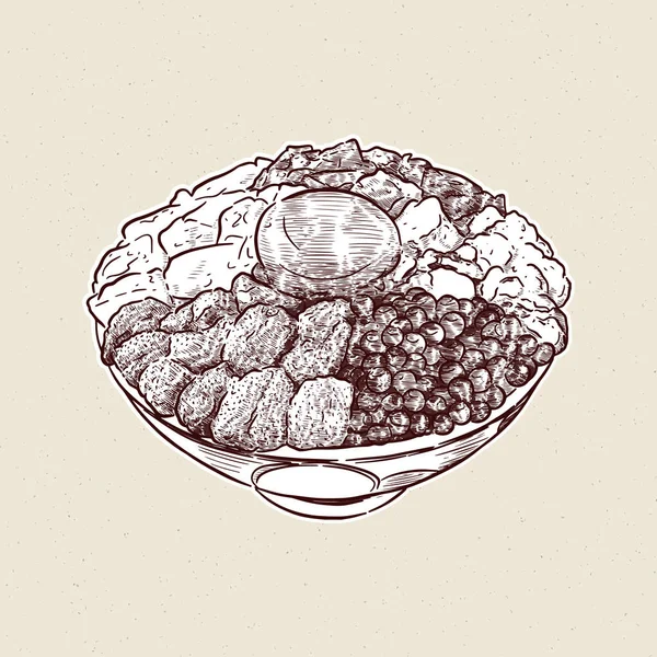 Kaisen Donburi Bol Riz Avec Sashimi Dessus Dessin Main Vecteur — Image vectorielle