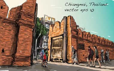 cityscape Haritayı aisa mirası Chiangma Tha Phae gaet taslağını