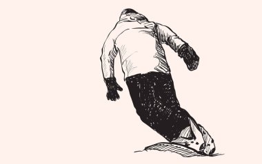 Kar sörfçüsü çizimi, Kış Sporu, Snowboard koleksiyonu, serbest çizim illüstrasyon vektörü