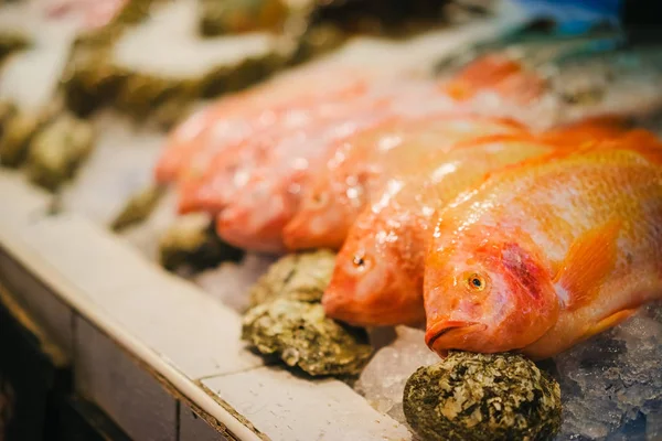 Mariscos en los estantes del mercado —  Fotos de Stock