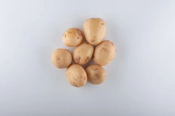 Young White Potatoes Close White Background — Stock Photo, Image