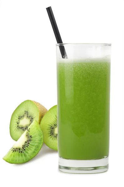 Sliced kiwi with kiwi juice Royalty Free Stock Images