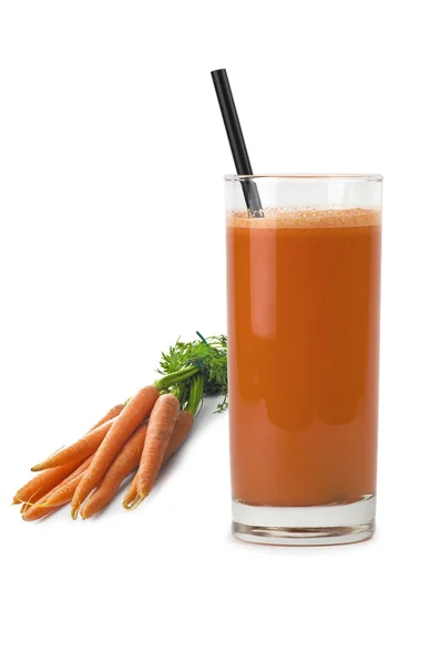 Vidro de suco de cenoura — Fotografia de Stock