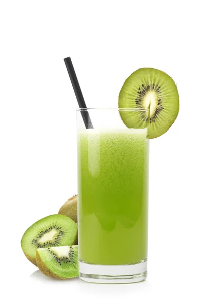 Kiwi juice på vit — Stockfoto