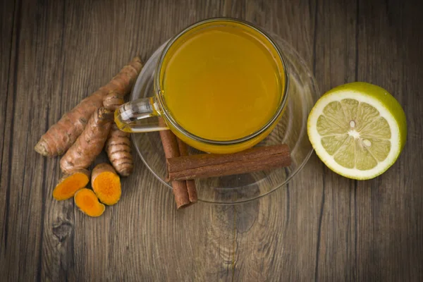 herbal tea with turmeric powder