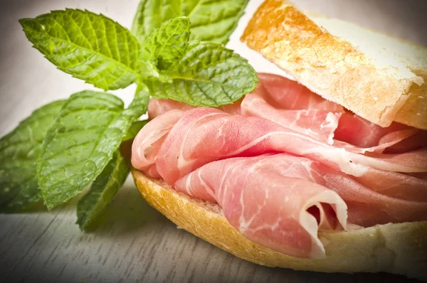 Raw ham leg sliced — Stock Photo, Image