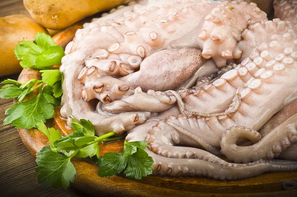 Свежий осьминог с картошкой — стоковое фото