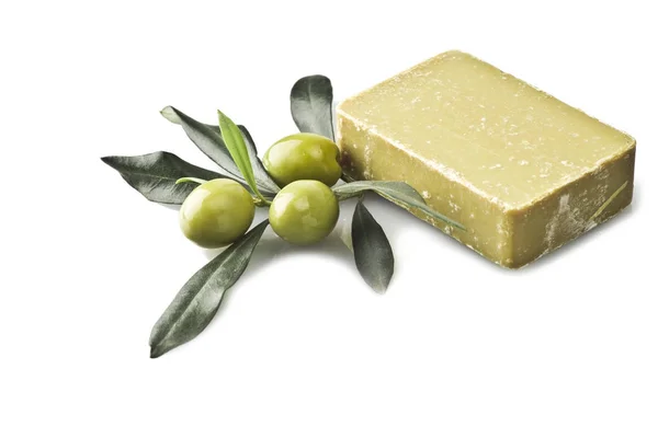 Soap and natural ingredients — Stock Photo, Image