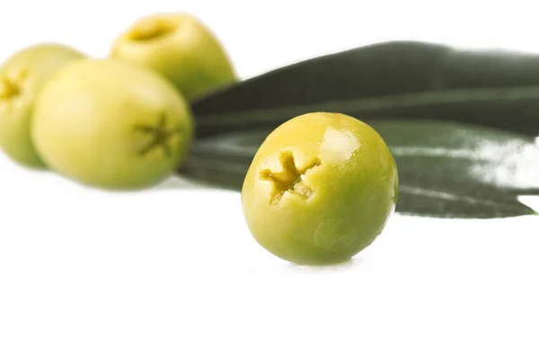 Pitted green olives — Stock Photo, Image