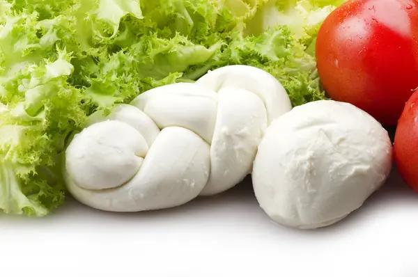 Mozzarella Tomatoes Fresh Salad White — Stock Photo, Image